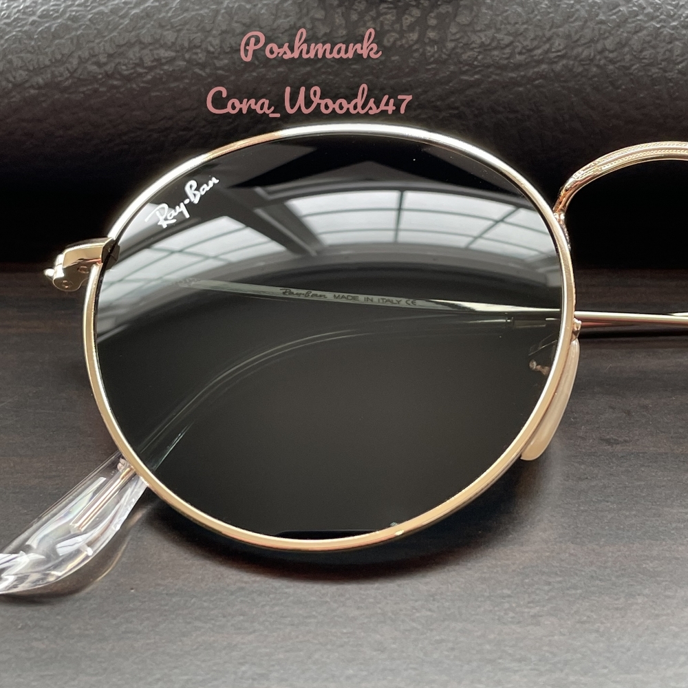 RayBan Round Metal Green Lenses RB3447 Gold Frame Unisex New - Picture 4 of 16